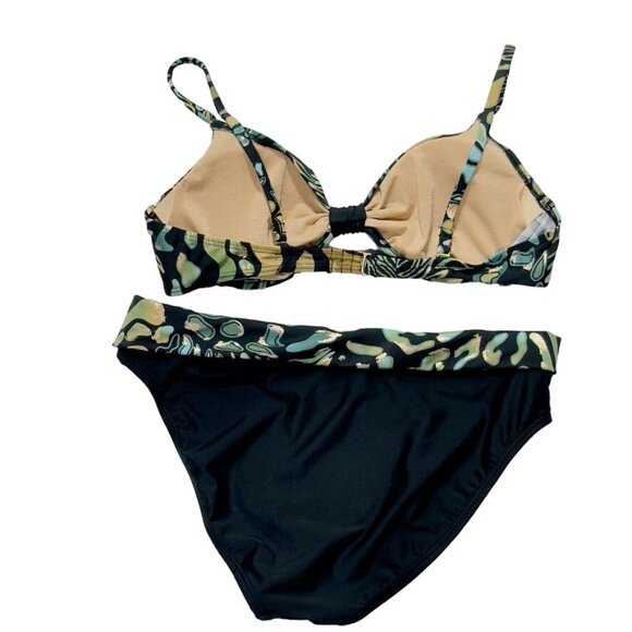 OCEAN DREAM COLLECTION Women's Nylon 2 Piece Black Bottom Multicolor Top Size 16 - Picture 5 of 10